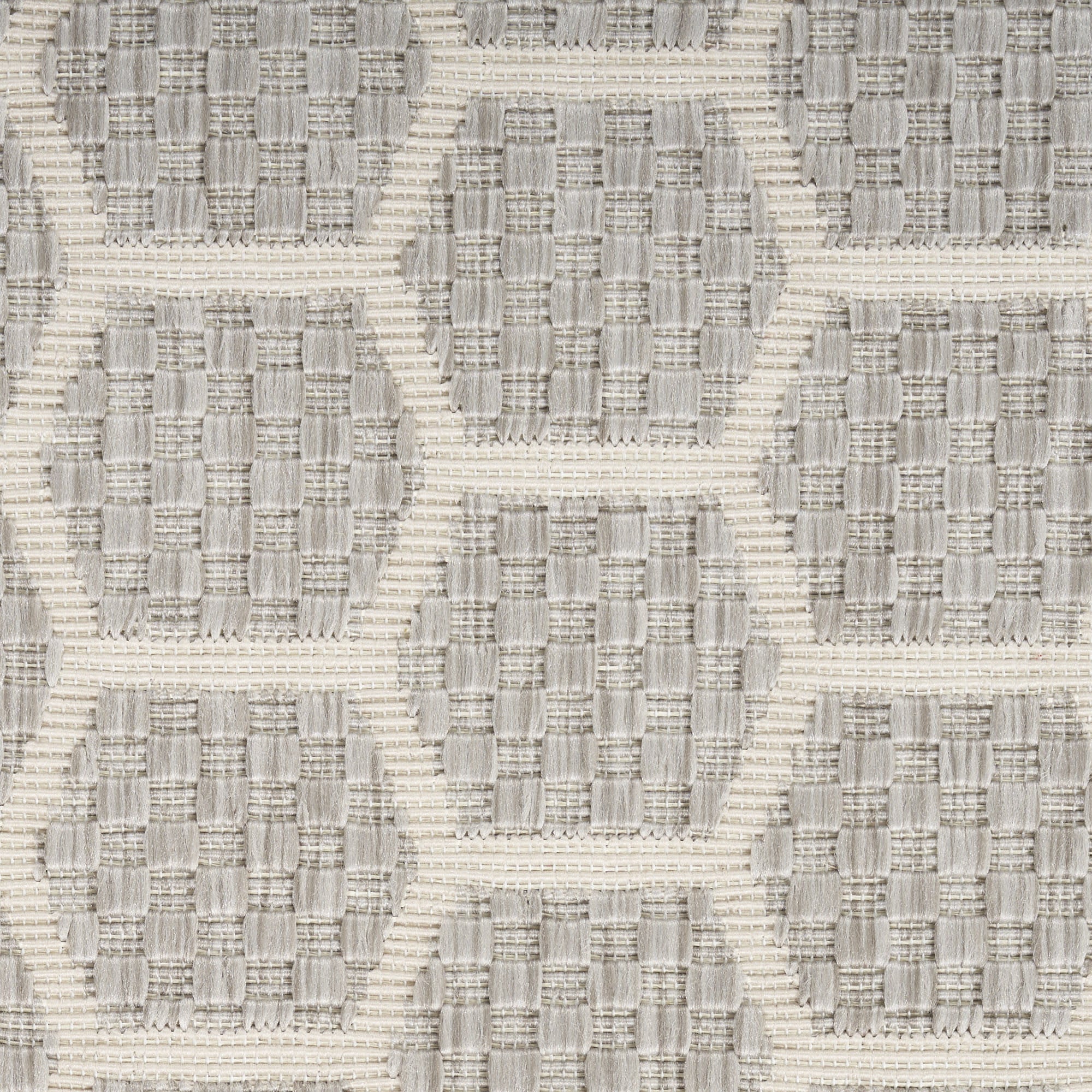 10' Gray And Ivory Geometric Indoor Outdoor Runner Rug Homeroots Outdoor