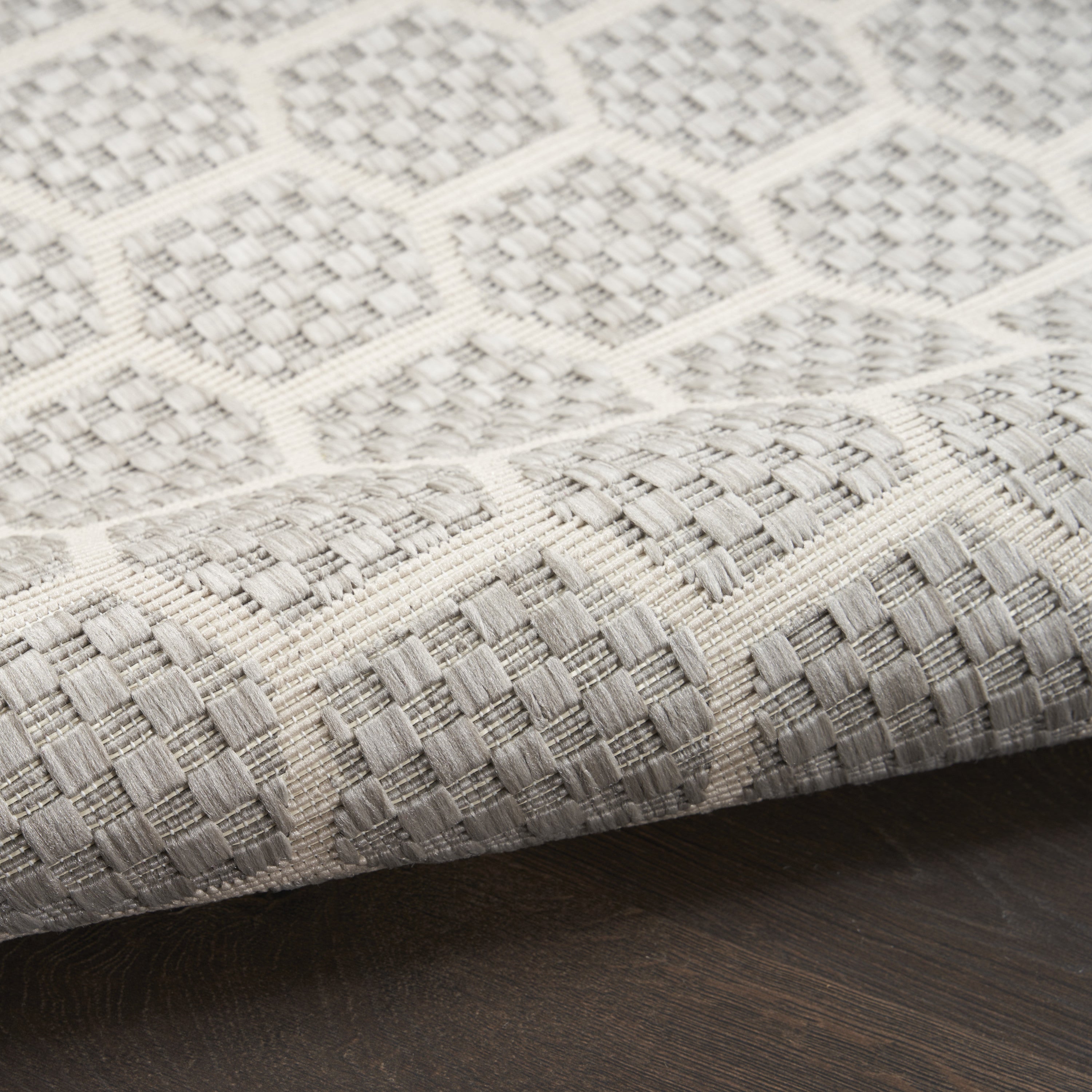 10' Gray And Ivory Geometric Indoor Outdoor Runner Rug Homeroots Outdoor