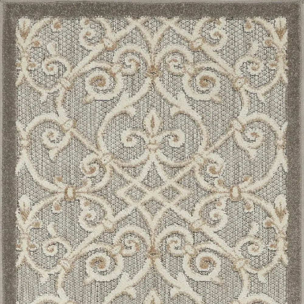 10' Gray And Ivory Indoor Outdoor Area Rug Homeroots Outdoor