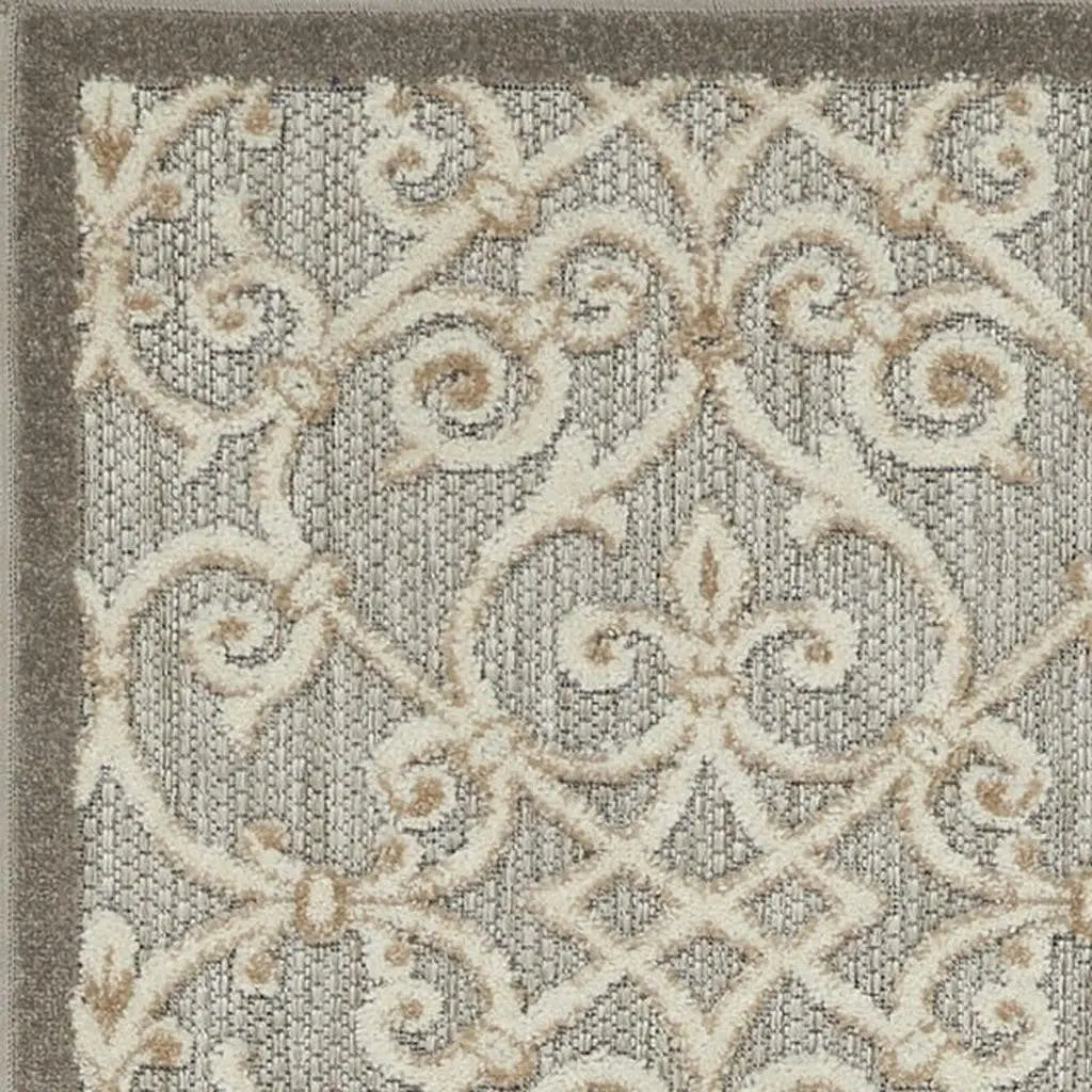 10' Gray And Ivory Indoor Outdoor Area Rug Homeroots Outdoor