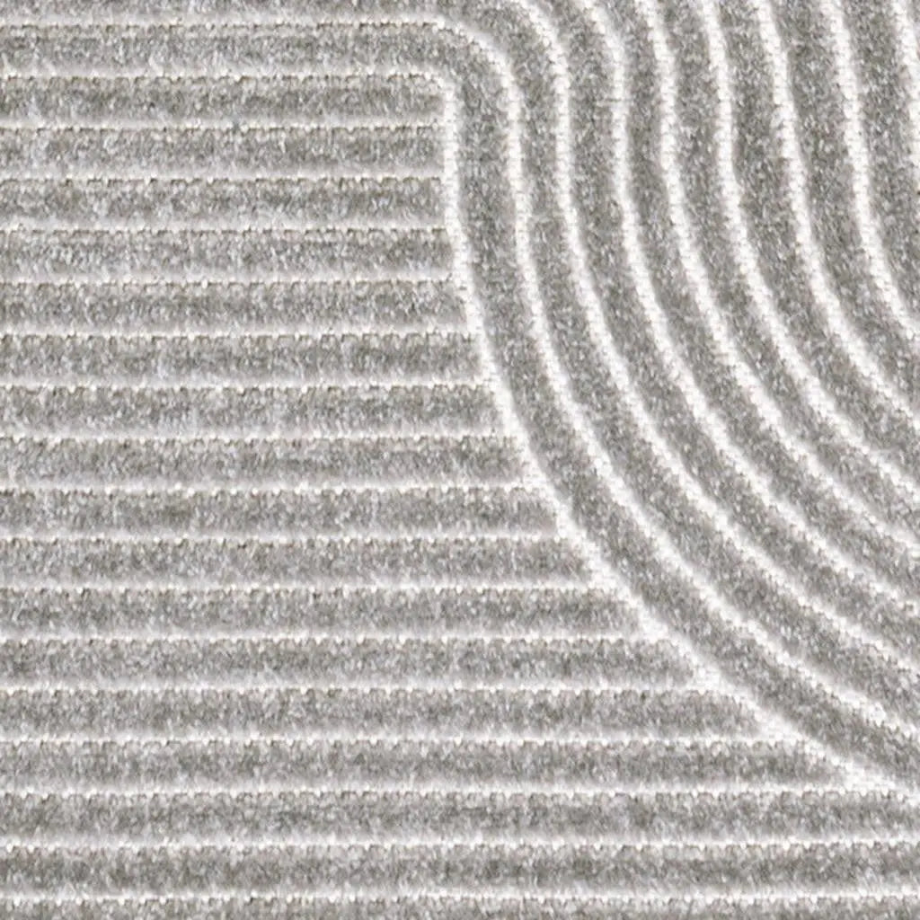 10' Gray And Ivory Striped Indoor Outdoor Runner Rug Homeroots Outdoor