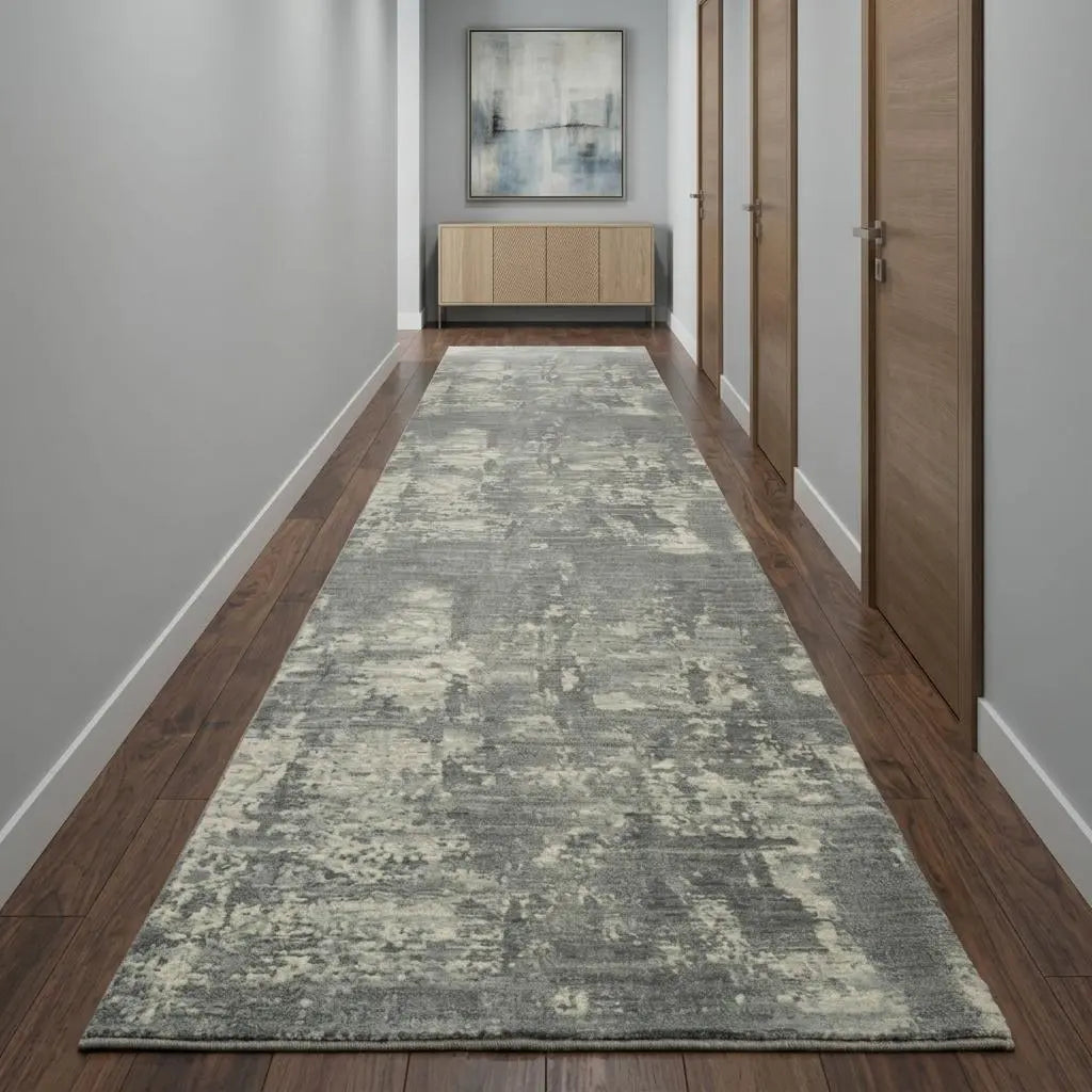 10' Gray And Light Gray New Zealand Lambs Wool Abstract Hand Carved Handmade Area Rug Homeroots Home Decor