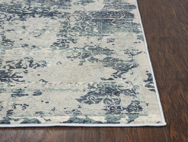 10' Gray And Teal Abstract Area Rug Homeroots Home Decor