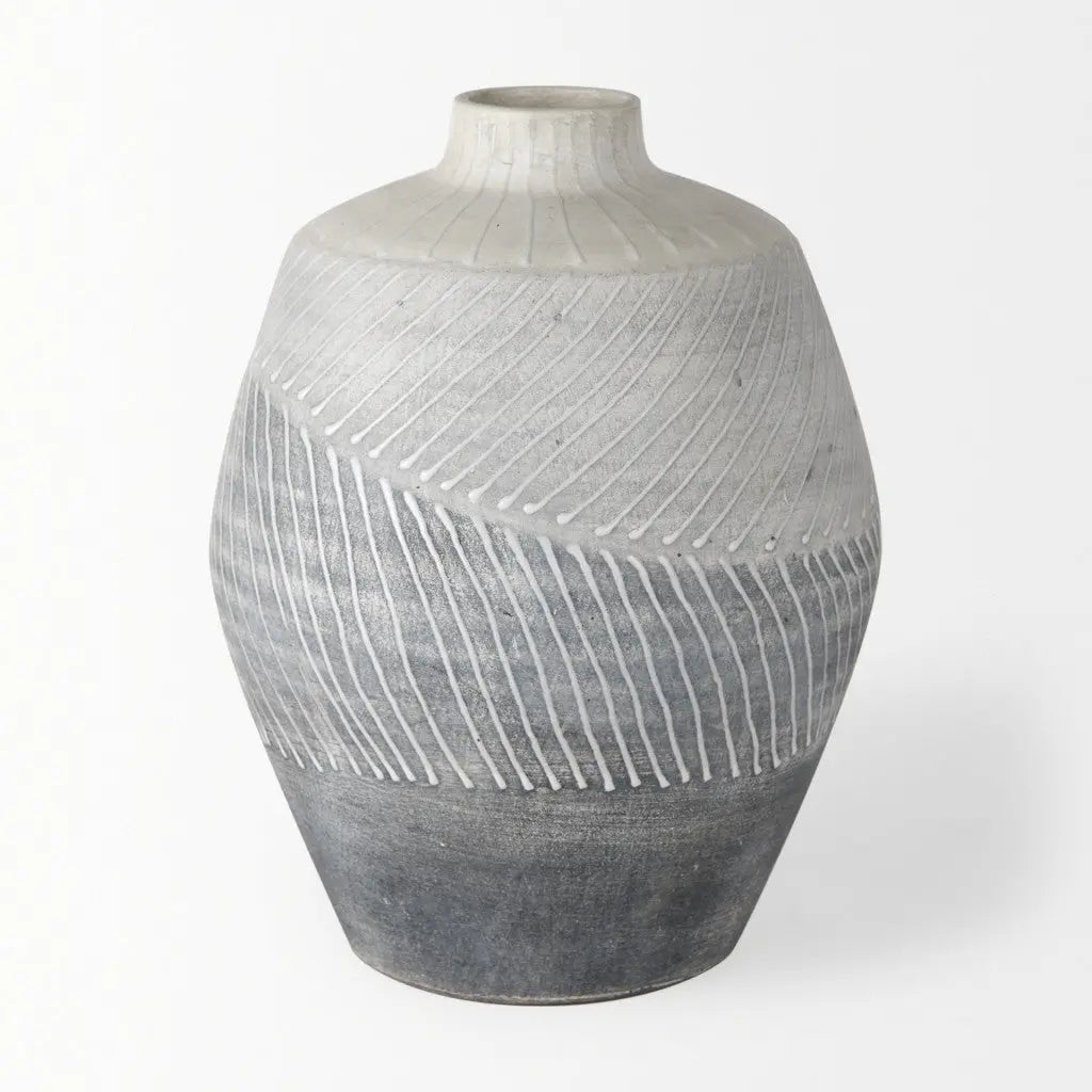 10" Gray And White Ombre Ceramic Round Table Vase Homeroots Home Decor