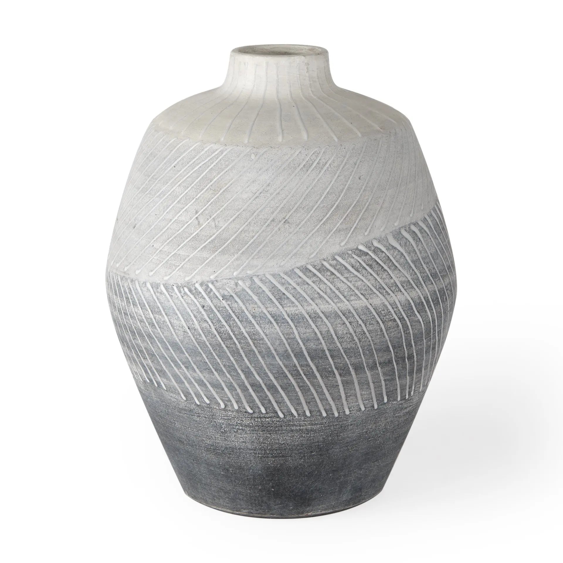 10" Gray And White Ombre Ceramic Round Table Vase Homeroots Home Decor