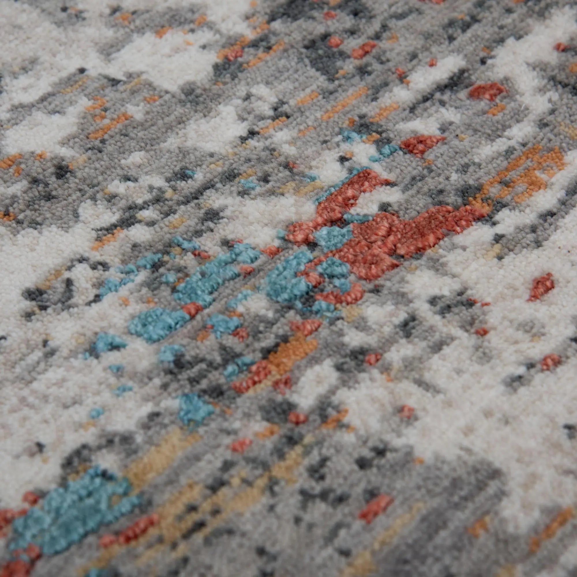 10' Gray Beige Orange Red And Blue New Zealand Lambs Wool Abstract Hand Carved Handmade Area Rug Homeroots Home Decor