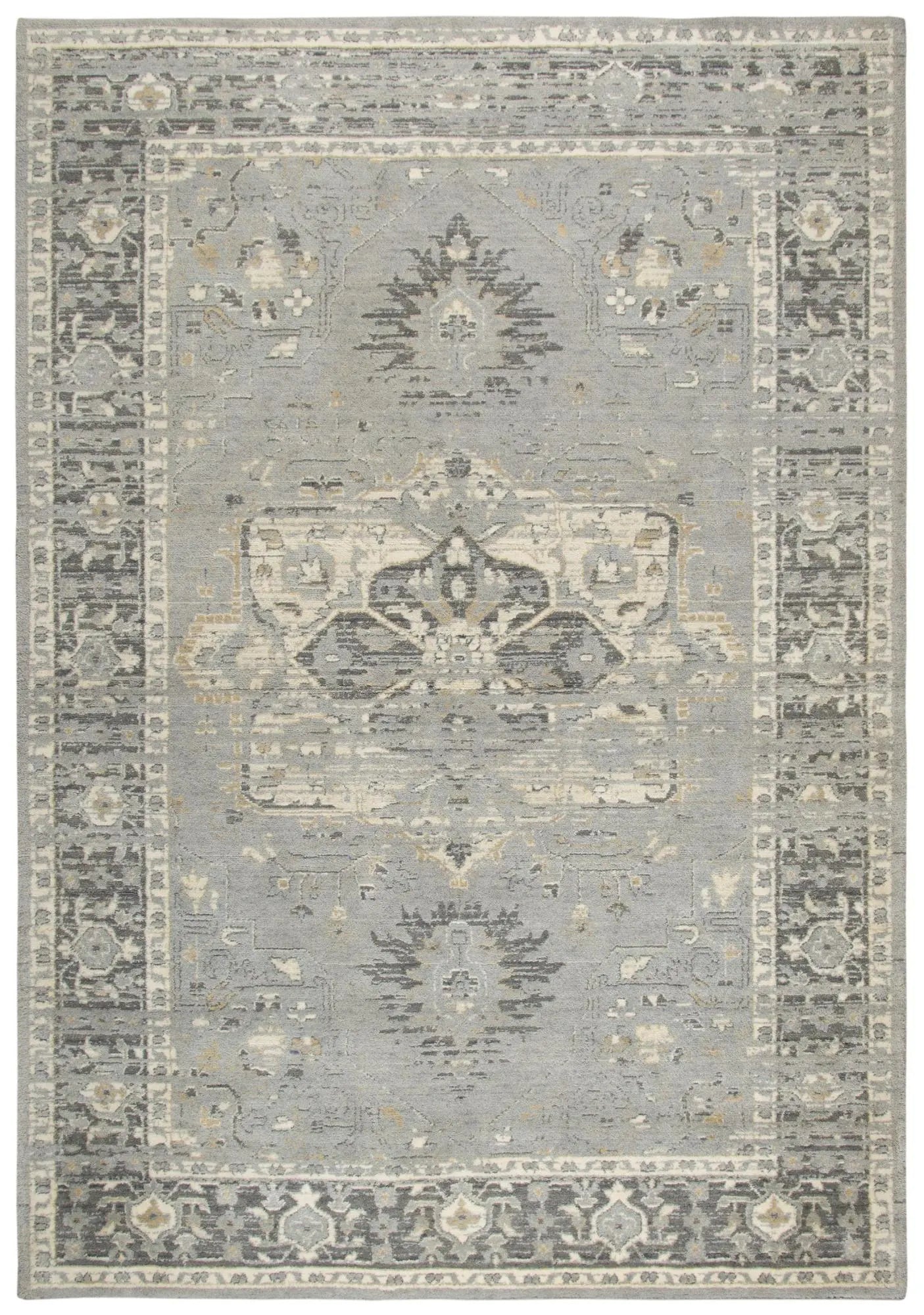 10' Gray Charcoal And Cream New Zealand Lambs Wool Oriental Hand Carved Handmade Area Rug Homeroots Home Decor