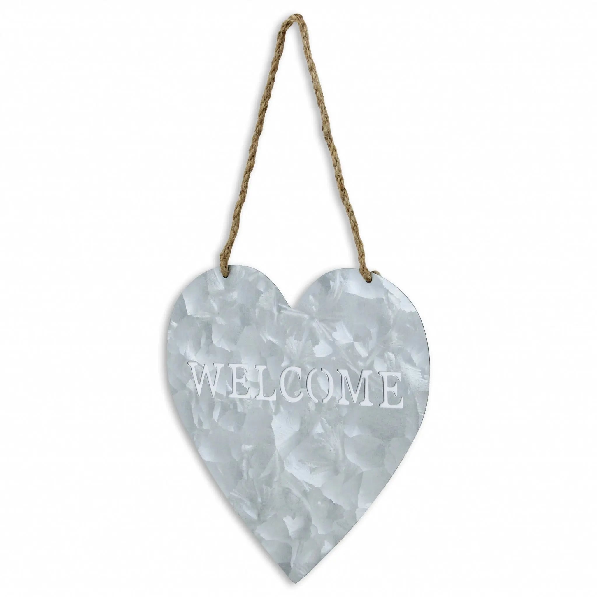 10" Gray Galvanized Metal Heart Shaped Welcome Wall Decor GreatEagleInc