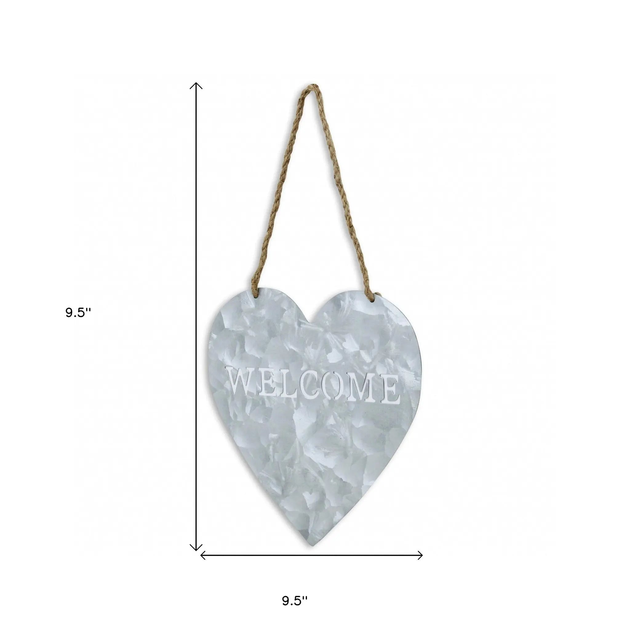 10" Gray Galvanized Metal Heart Shaped Welcome Wall Decor GreatEagleInc
