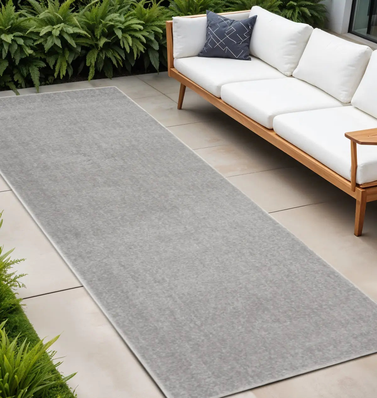 10' Gray Indoor Outdoor Runner Rug - GreatEagleInc