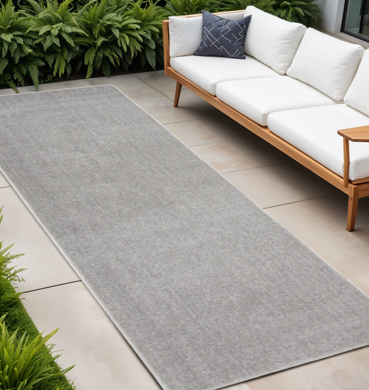 10' Gray Indoor Outdoor Runner Rug - GreatEagleInc