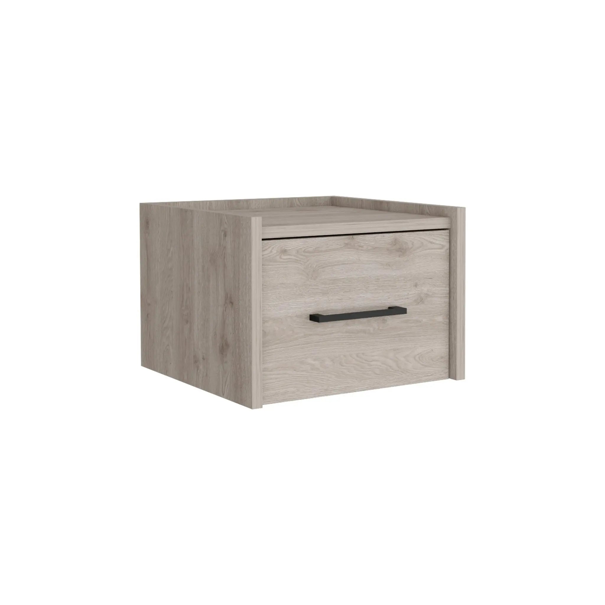 10" Gray Wood One Drawer Floating Nightstand Homeroots Bed & Bath