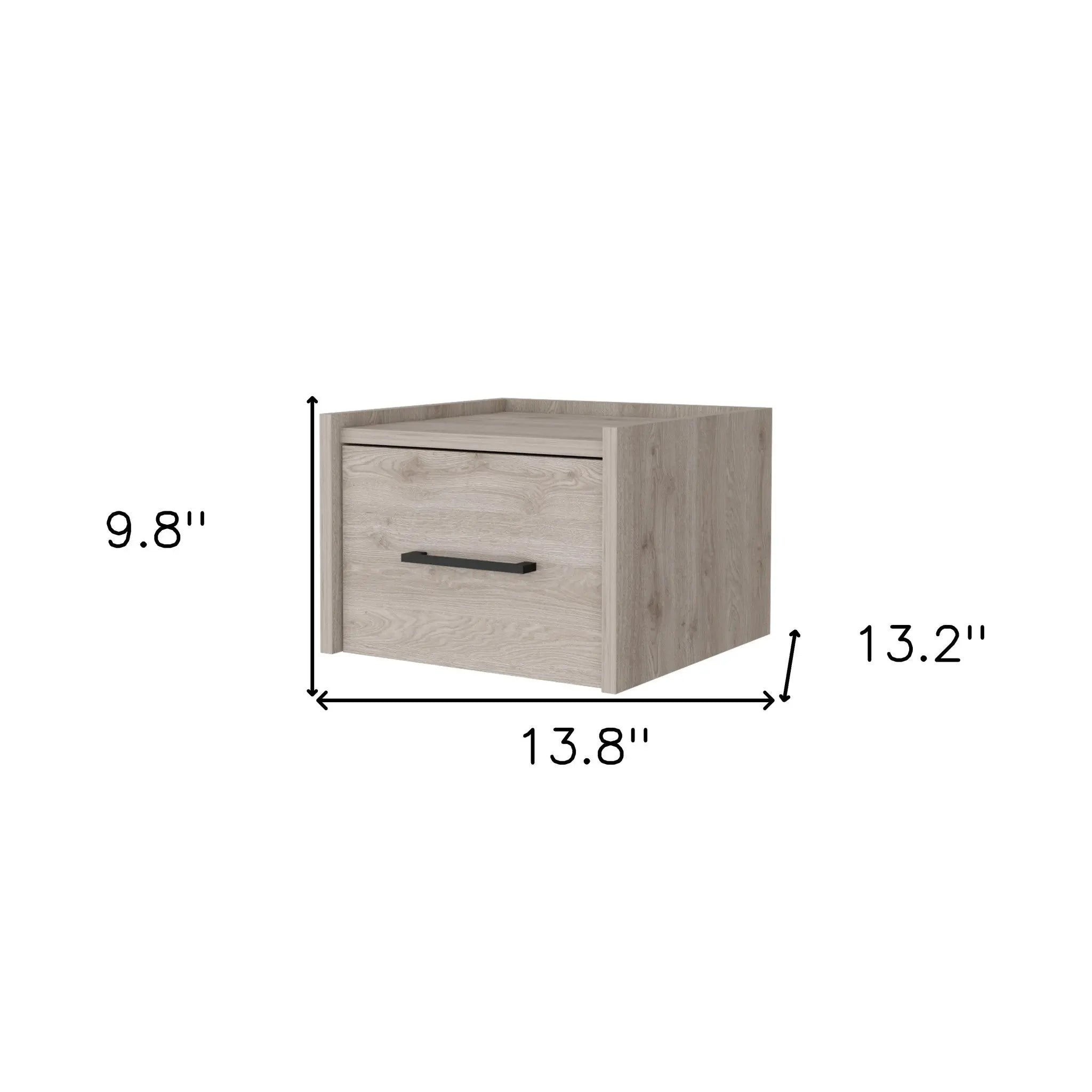 10" Gray Wood One Drawer Floating Nightstand Homeroots Bed & Bath