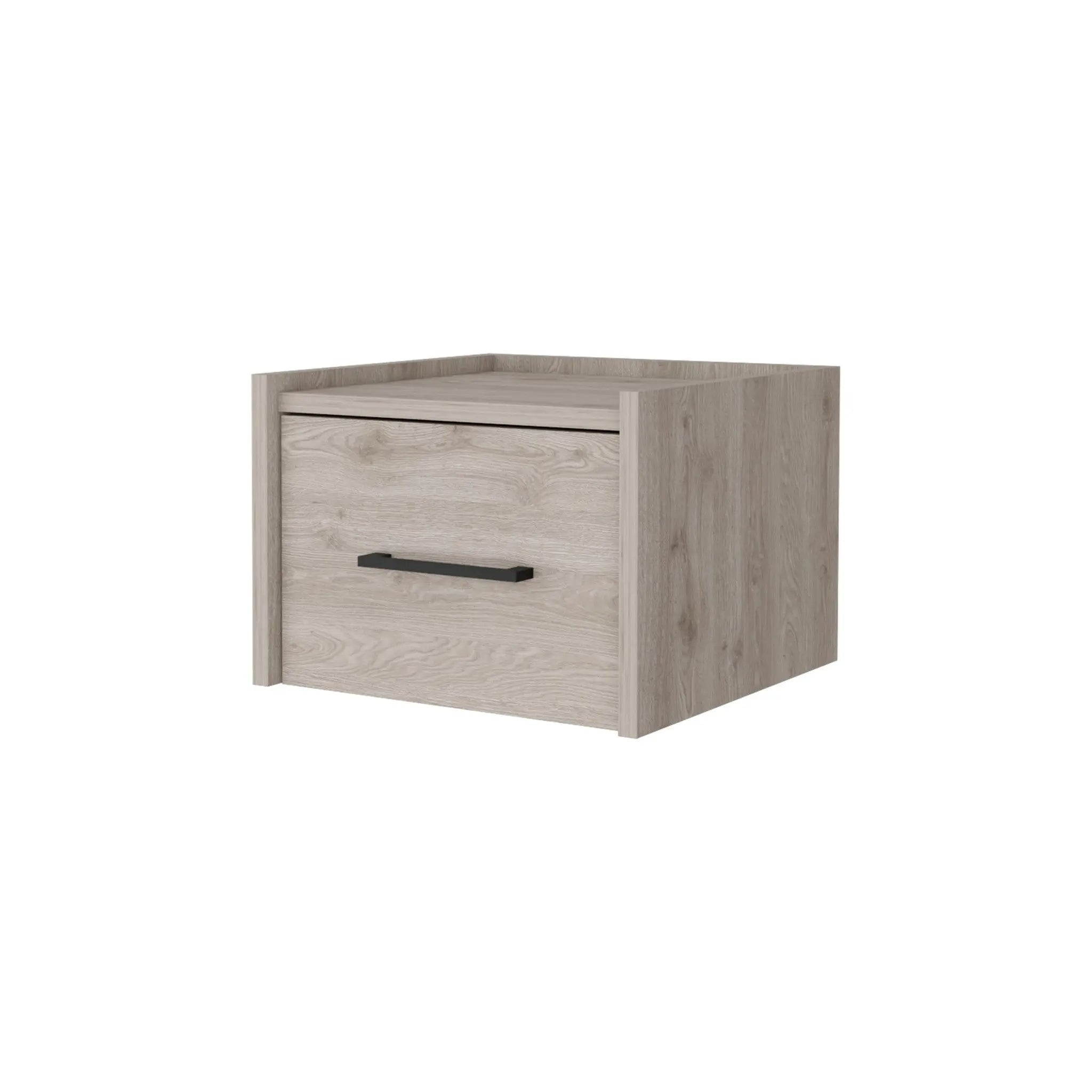 10" Gray Wood One Drawer Floating Nightstand Homeroots Bed & Bath