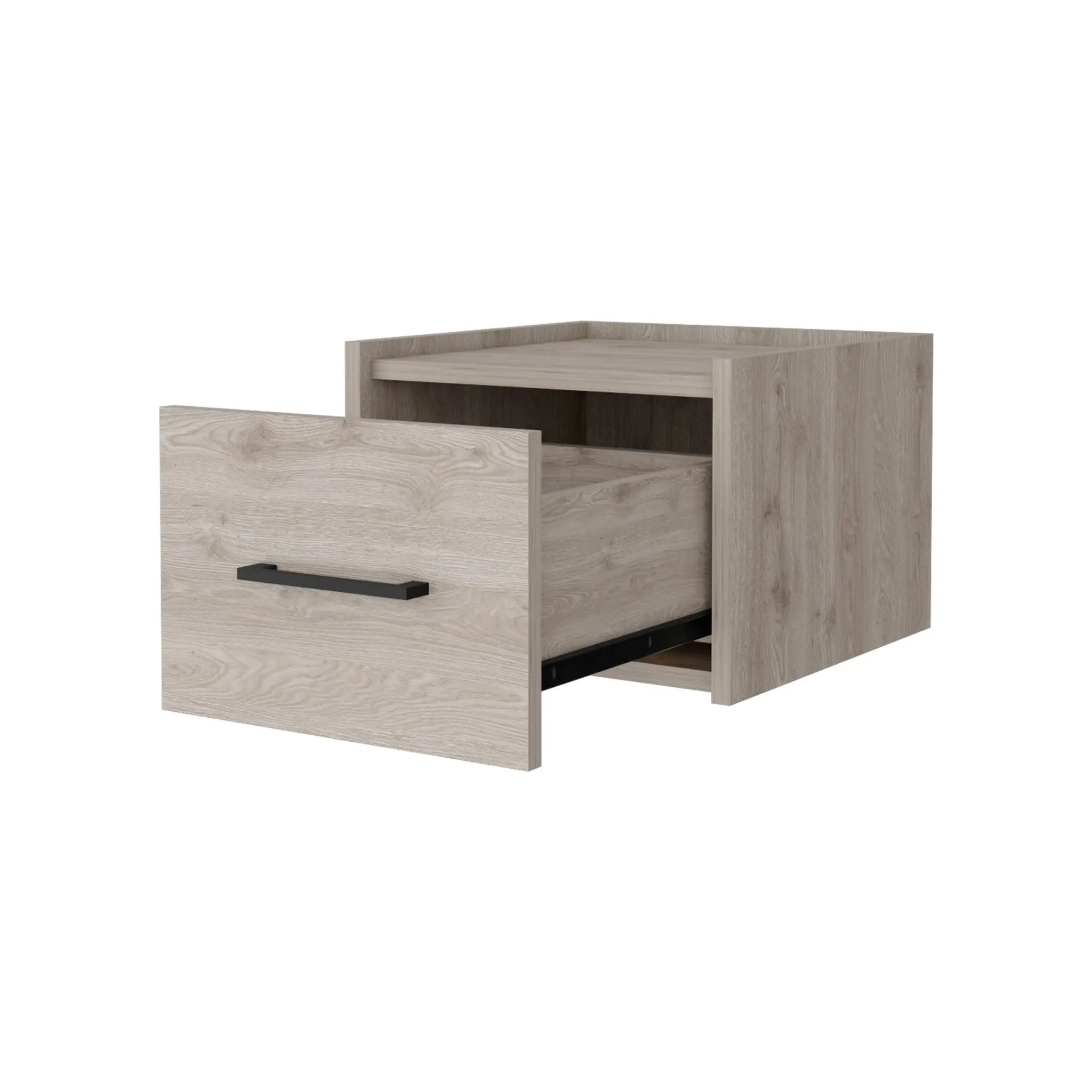 10" Gray Wood One Drawer Floating Nightstand Homeroots Bed & Bath