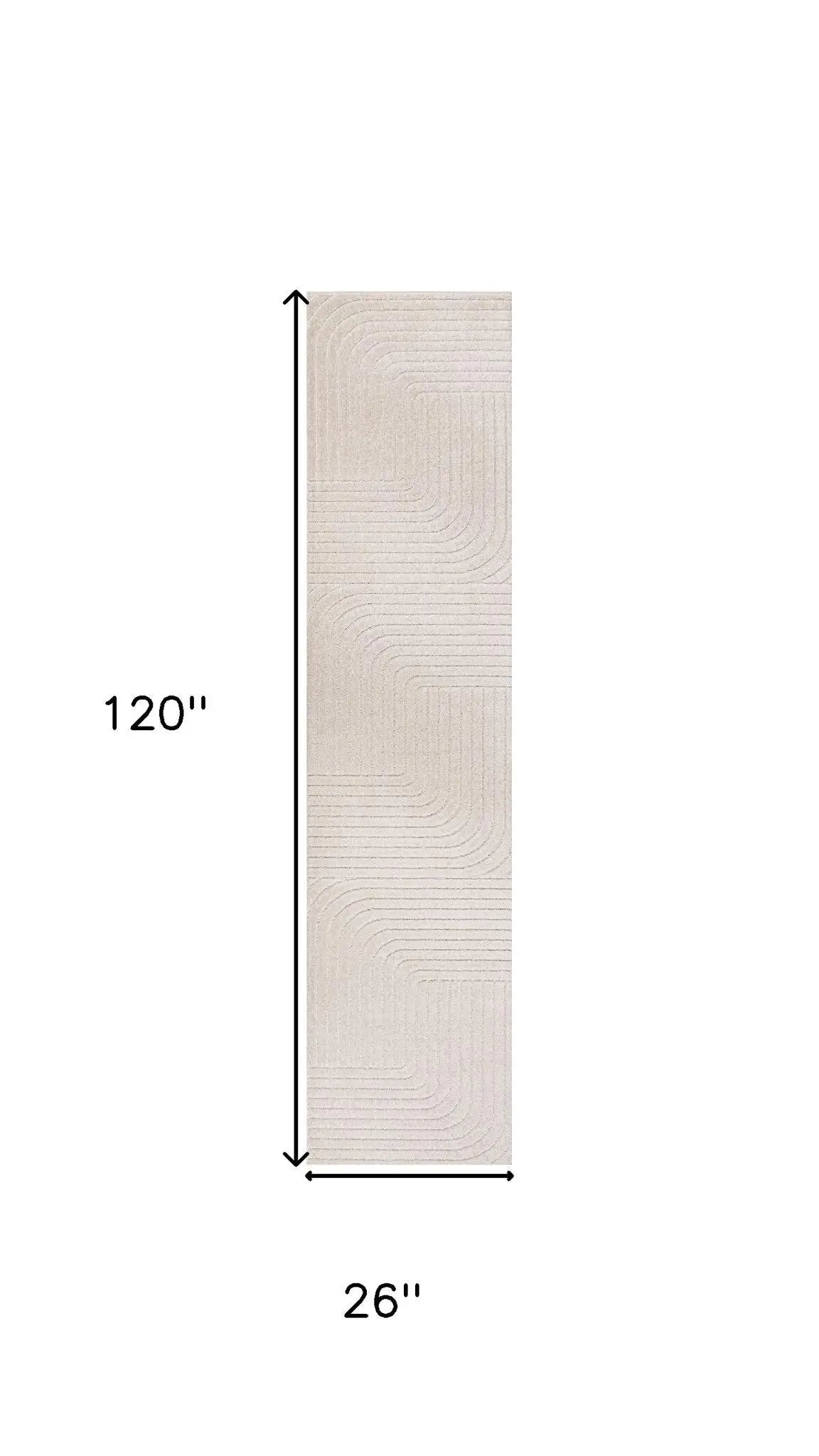 10' Ivory And Cream Striped Indoor Outdoor Runner Rug Homeroots Outdoor
