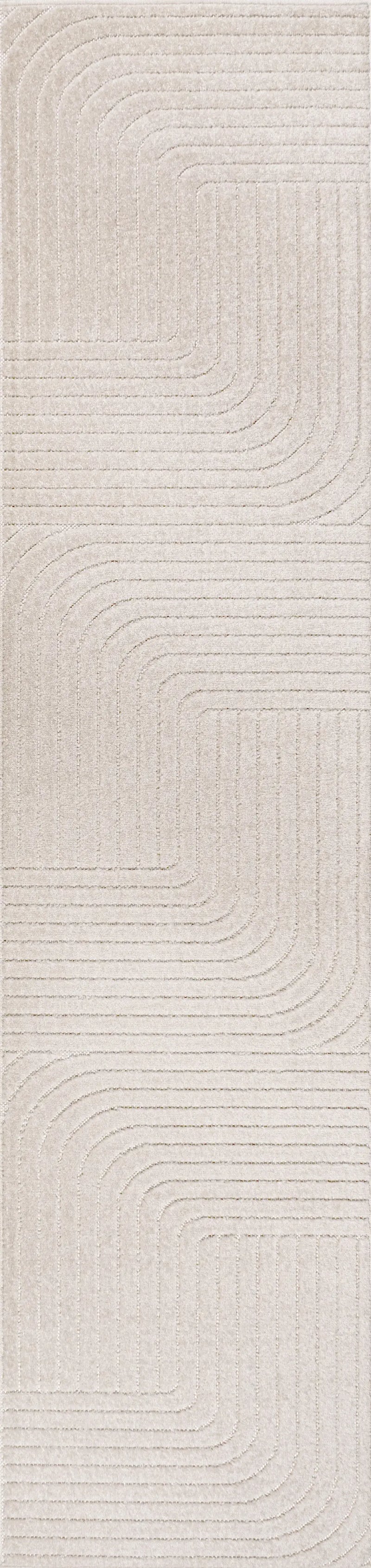 10' Ivory And Cream Striped Indoor Outdoor Runner Rug Homeroots Outdoor