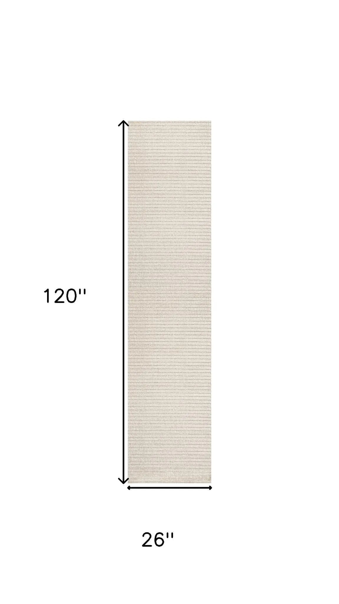10' Ivory And Cream Striped Indoor Outdoor Runner Rug Homeroots Outdoor