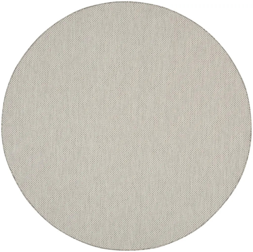10' Ivory And Gray Round Geometric Indoor Outdoor Area Rug Homeroots Outdoor