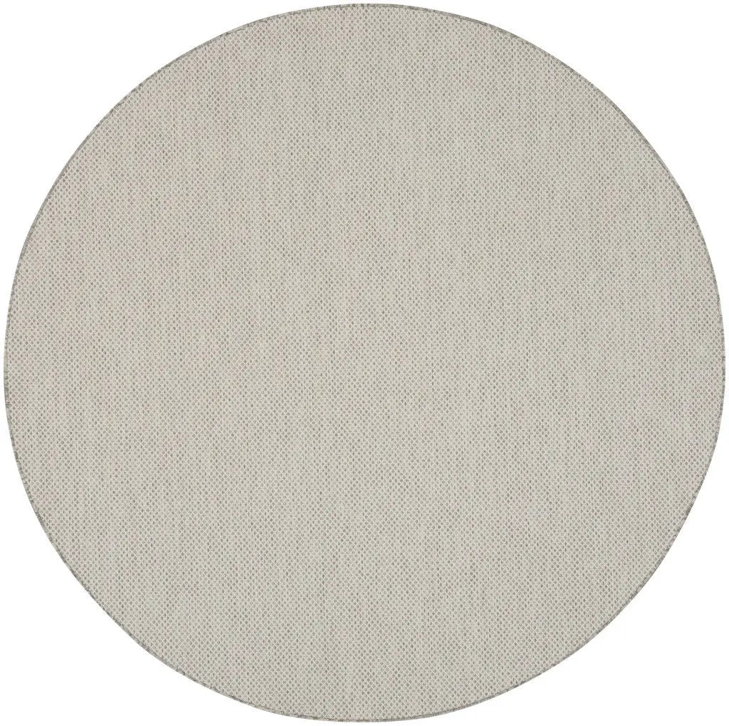 10' Ivory And Gray Round Geometric Indoor Outdoor Area Rug Homeroots Outdoor
