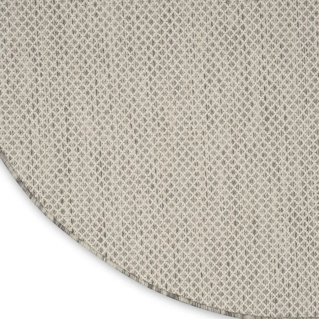 10' Ivory And Gray Round Geometric Indoor Outdoor Area Rug Homeroots Outdoor