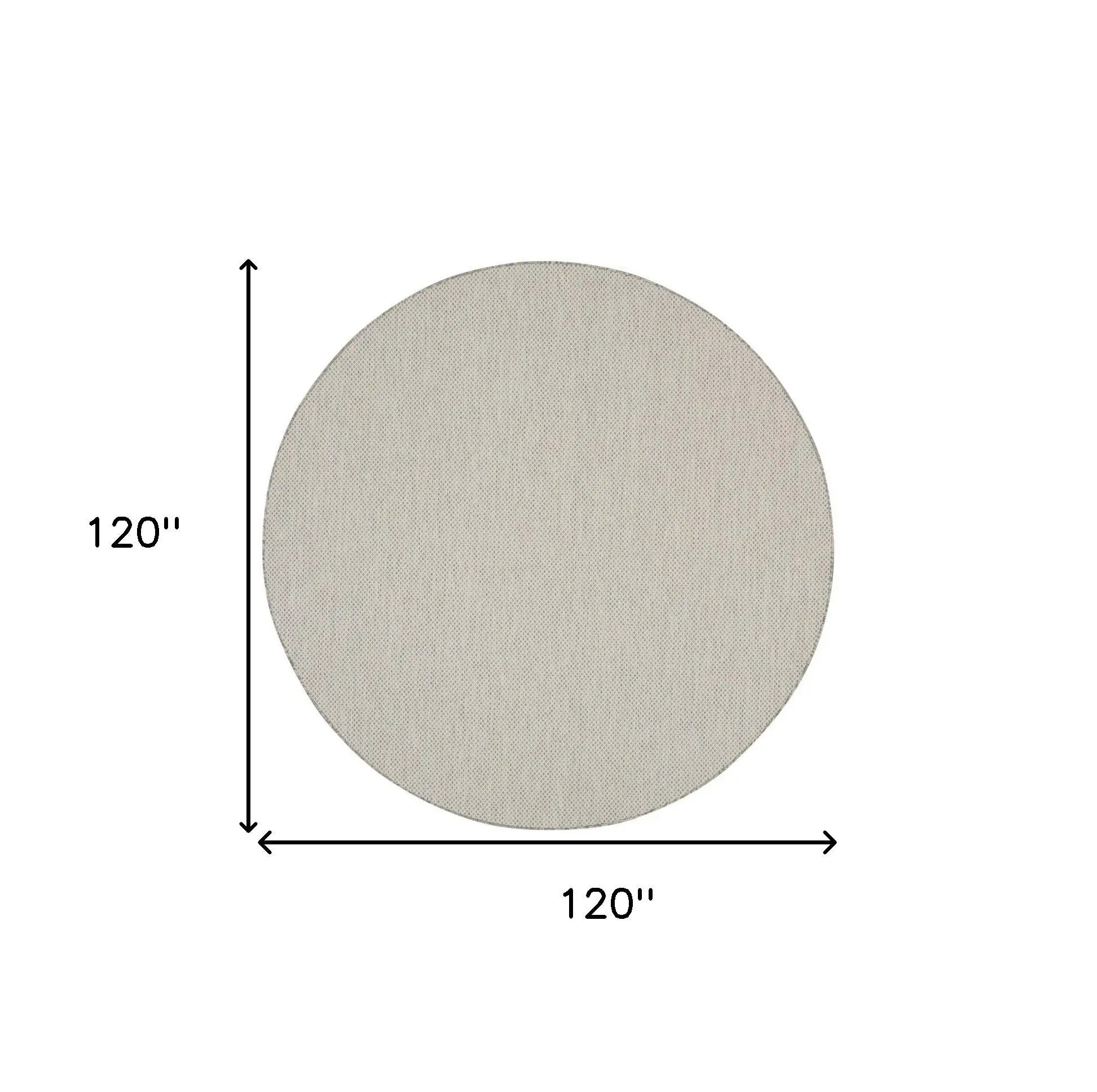10' Ivory And Gray Round Geometric Indoor Outdoor Area Rug Homeroots Outdoor
