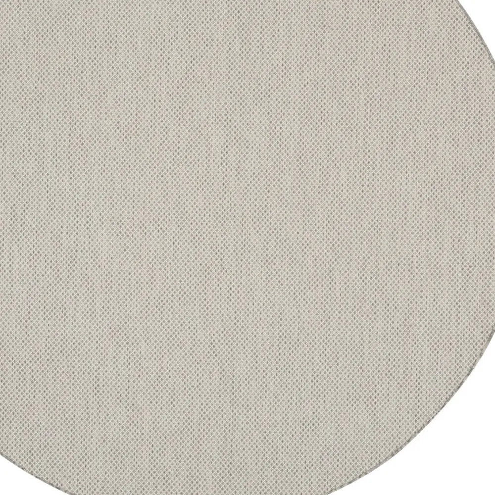 10' Ivory And Gray Round Geometric Indoor Outdoor Area Rug Homeroots Outdoor