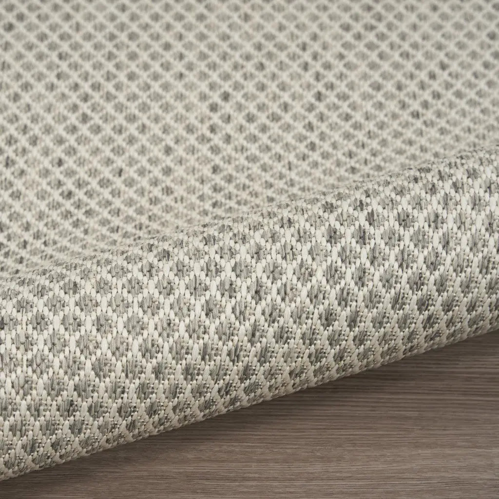 10' Ivory And Gray Round Geometric Indoor Outdoor Area Rug Homeroots Outdoor