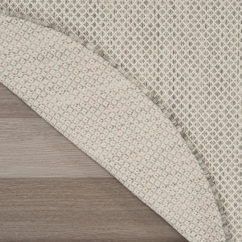 10' Ivory And Gray Round Geometric Indoor Outdoor Area Rug Homeroots Outdoor