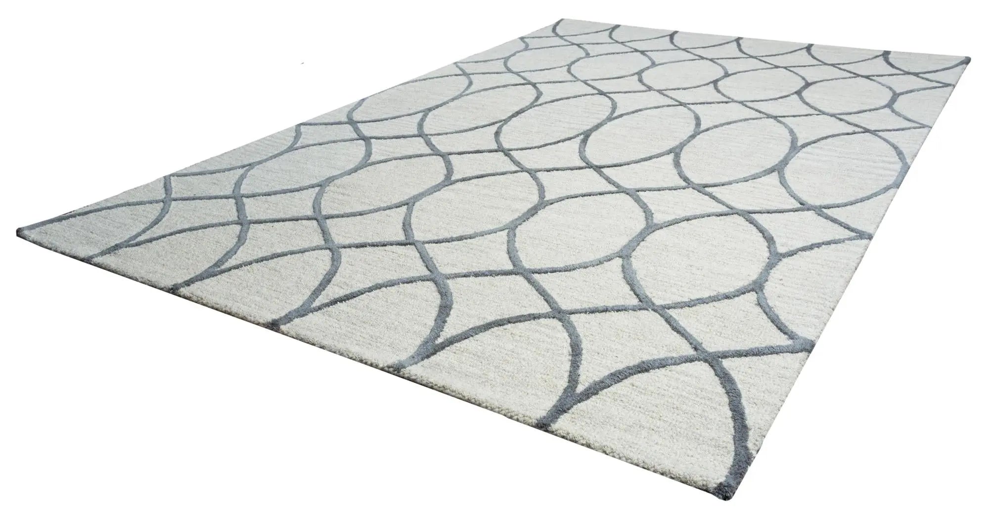 10' Ivory And Gray Wool Trellis Hand Tufted Round Rug Homeroots Home Decor