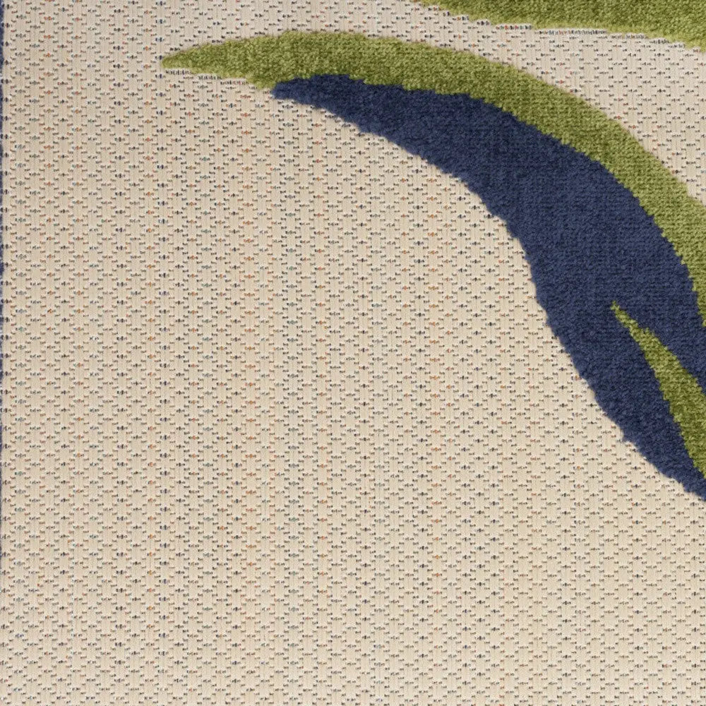 10' Ivory Blue And Orange Floral Indoor Outdoor Runner Rug Homeroots Outdoor