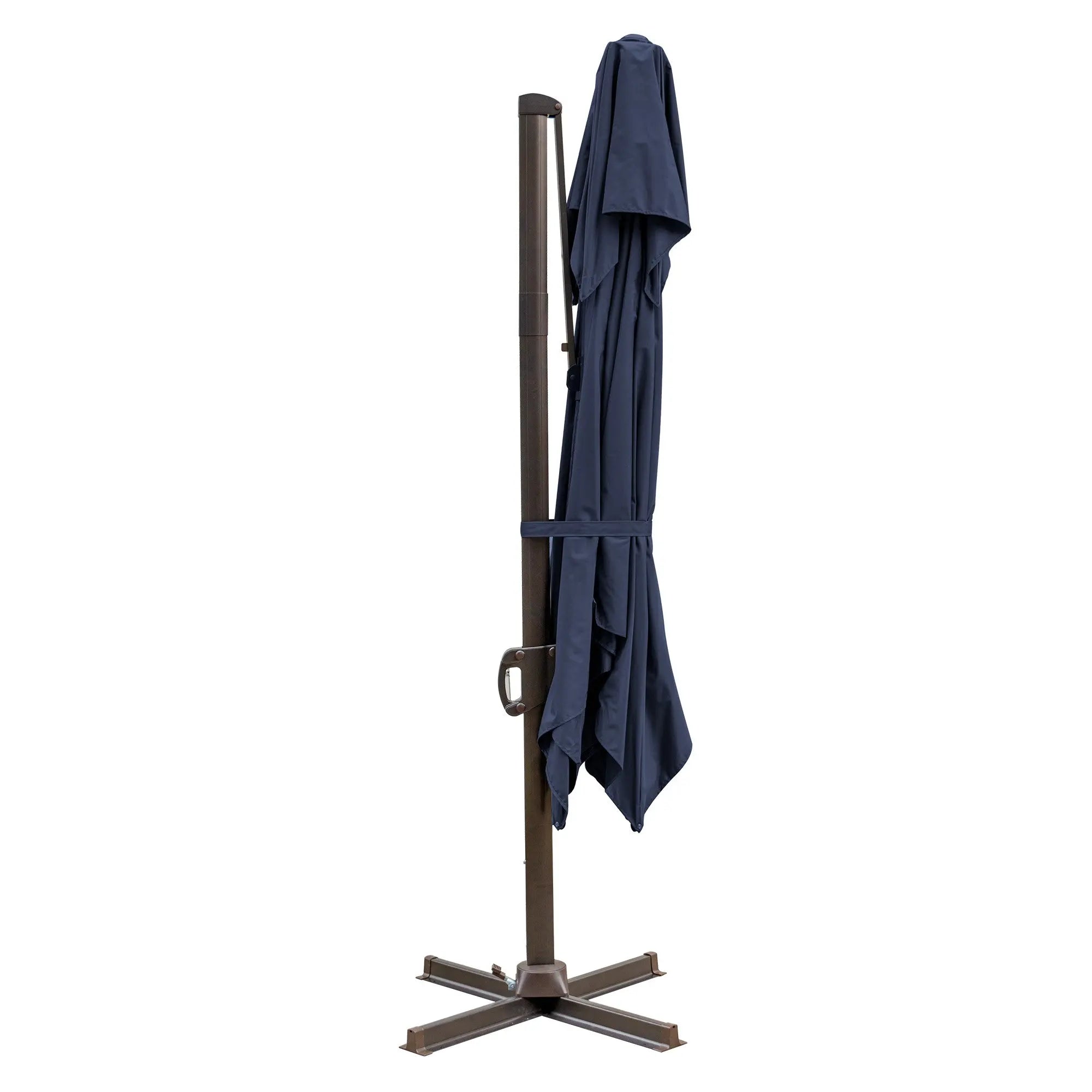 10' Navy Blue Polyester Square Tilt Cantilever Patio Umbrella With Stand Homeroots Outdoor