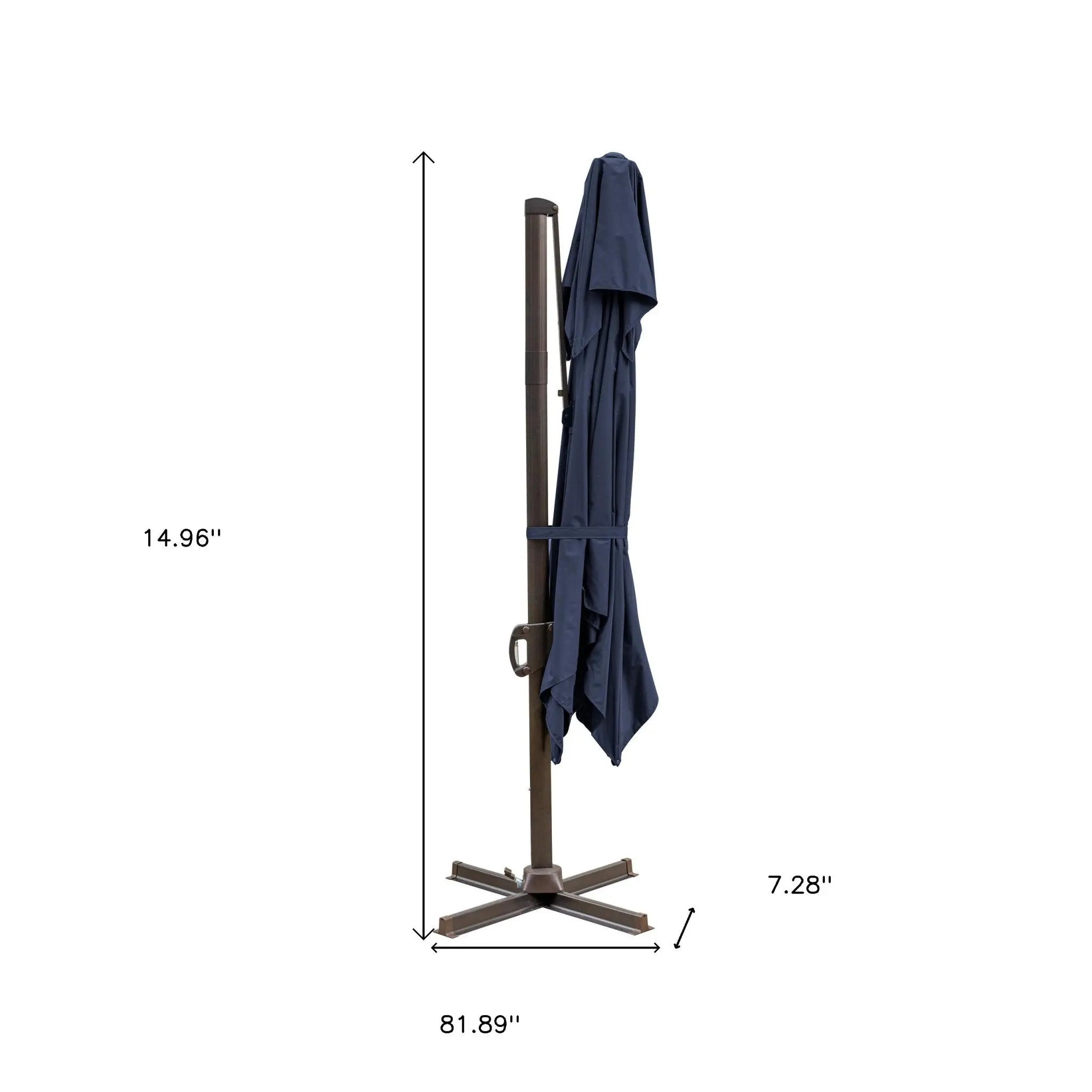 10' Navy Blue Polyester Square Tilt Cantilever Patio Umbrella With Stand Homeroots Outdoor