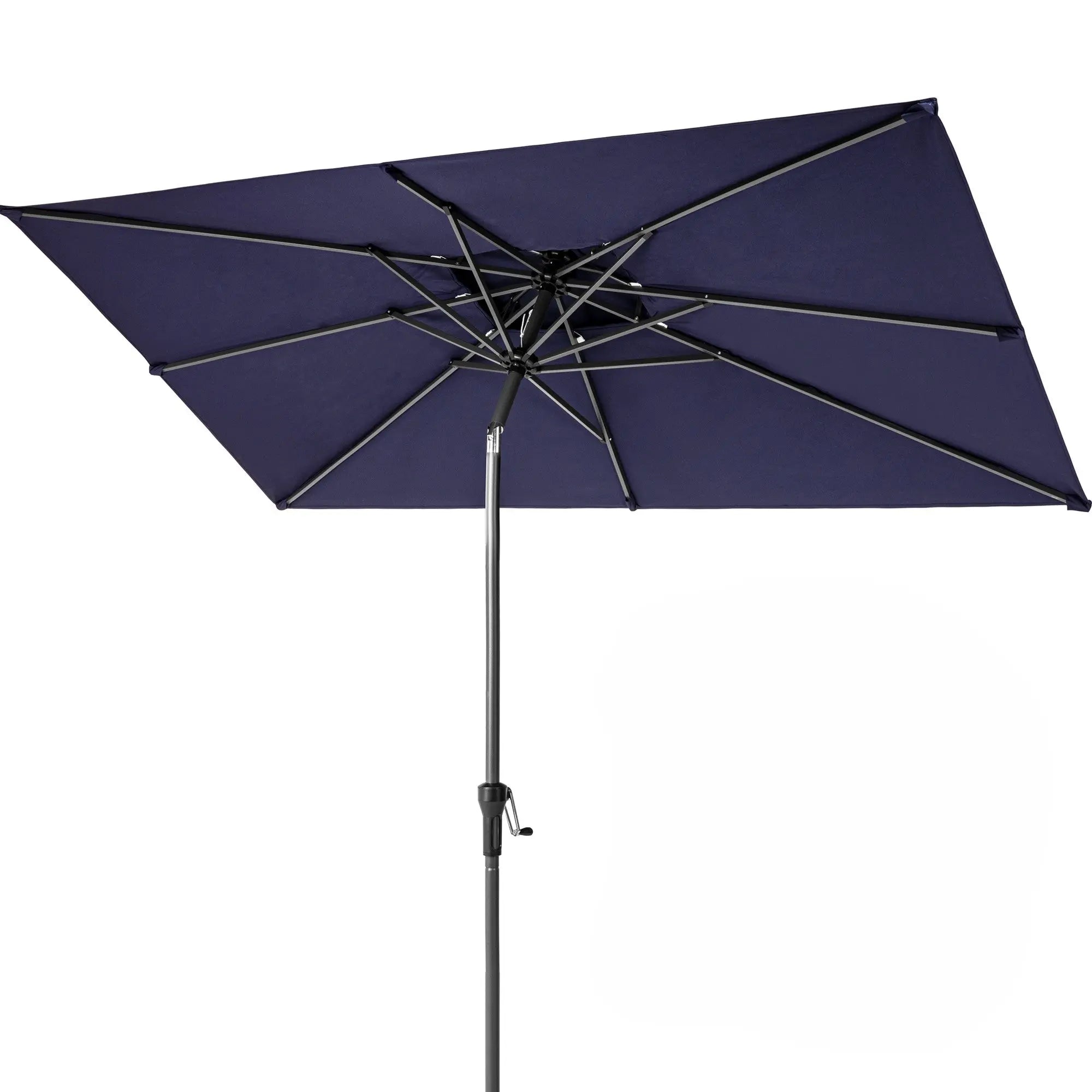 10' Navy Polyester Rectangular Tilt Market Patio Umbrella With Stand Homeroots Outdoor