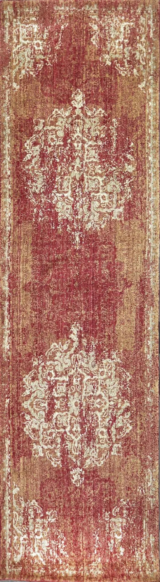 10' Red And Beige New Zealand Lambs Wool Medallion Hand Carved Handmade Area Rug Homeroots Home Decor