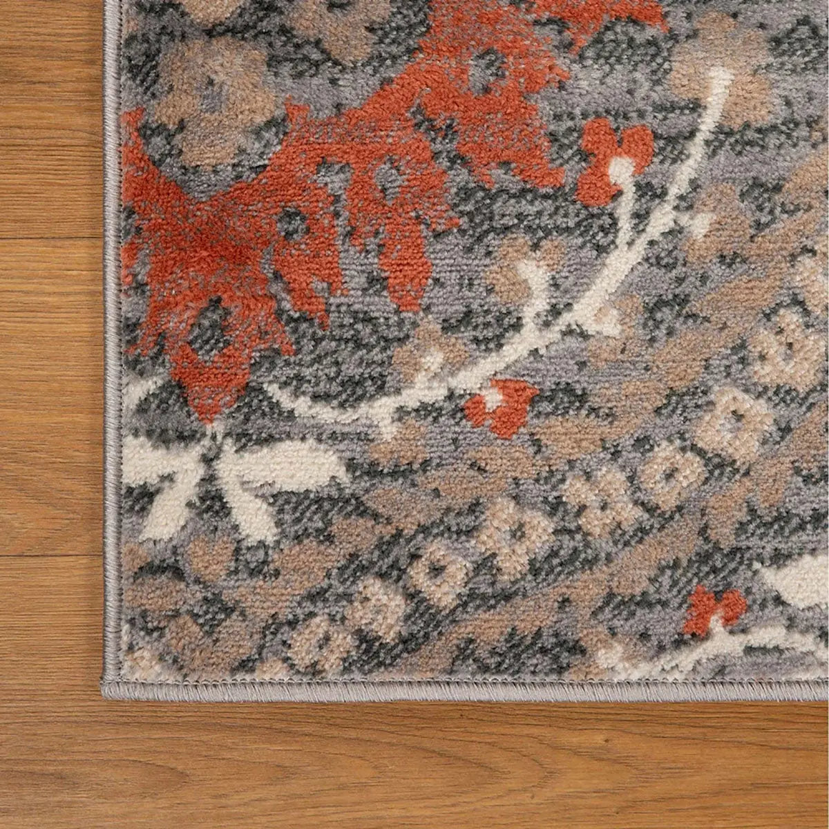 10' Rust Brown And Gray Floral Runner Rug Homeroots Home Decor