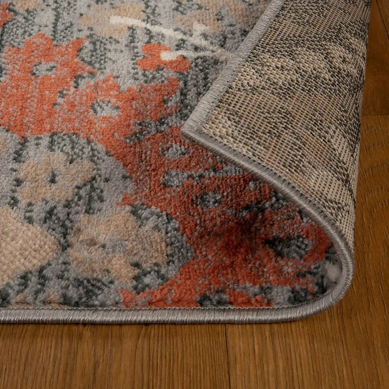 10' Rust Brown And Gray Floral Runner Rug Homeroots Home Decor