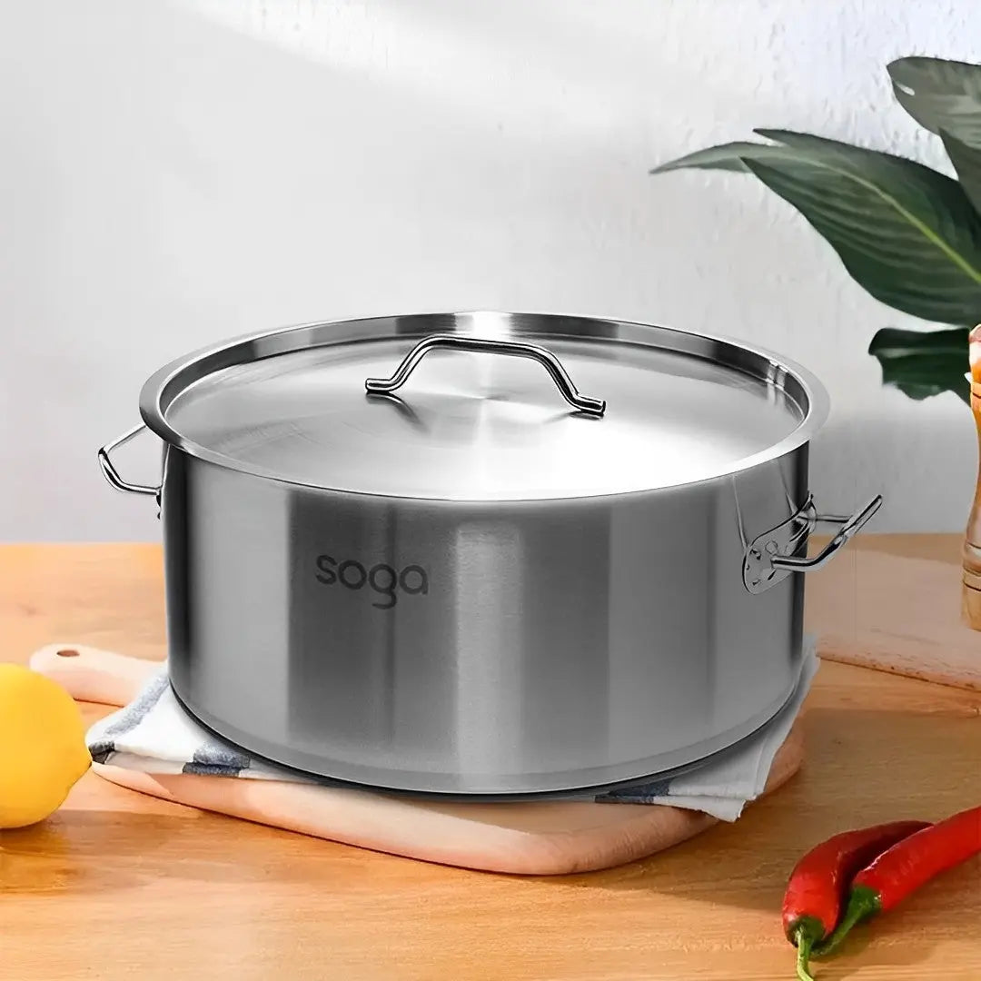 10" Silver Stainless Steel Stock Pot Homeroots Kitchen & Dining