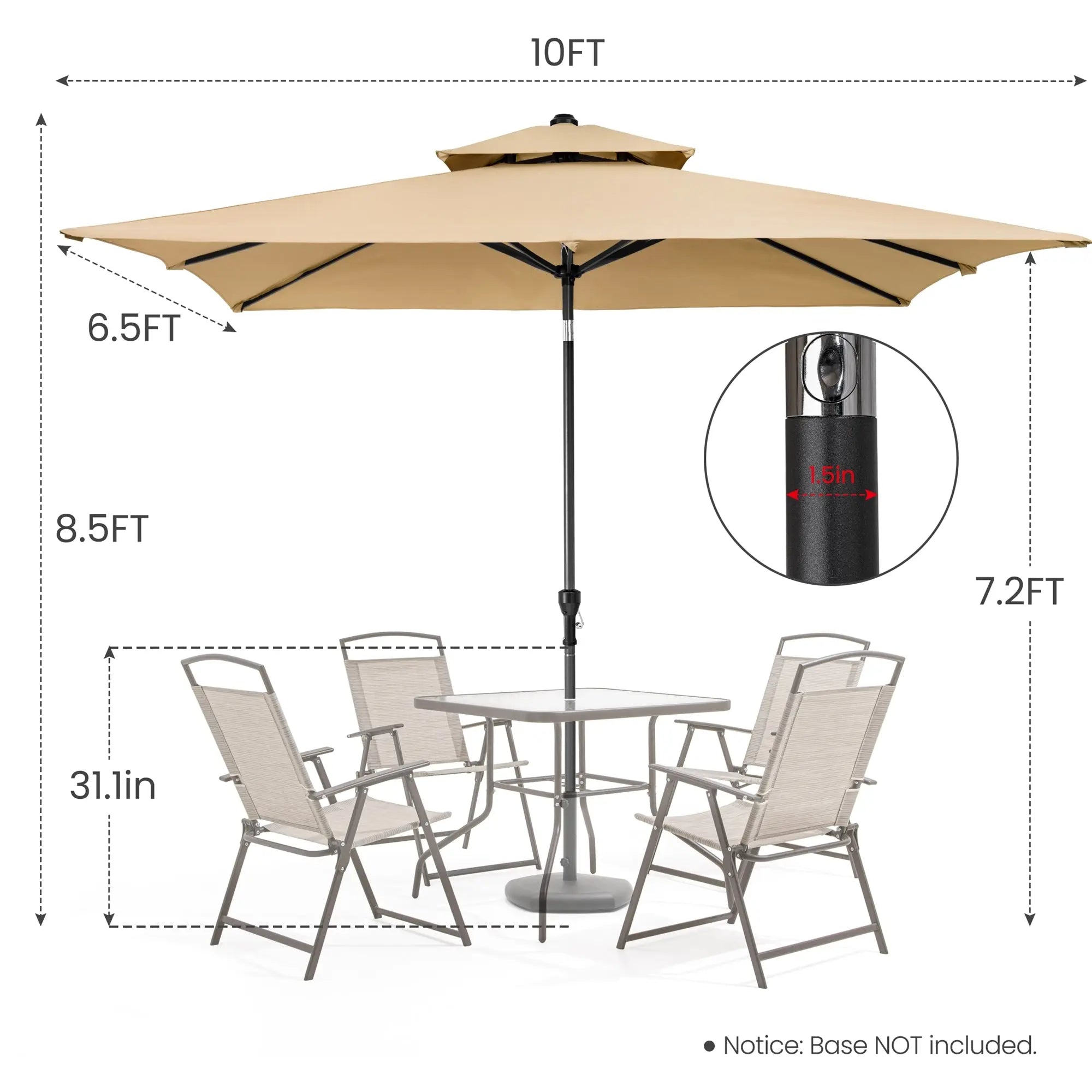 10' Tan Polyester Rectangular Tilt Market Patio Umbrella Homeroots Outdoor