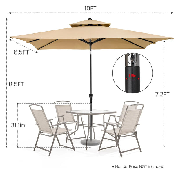 10' Tan Polyester Rectangular Tilt Market Patio Umbrella Homeroots Outdoor