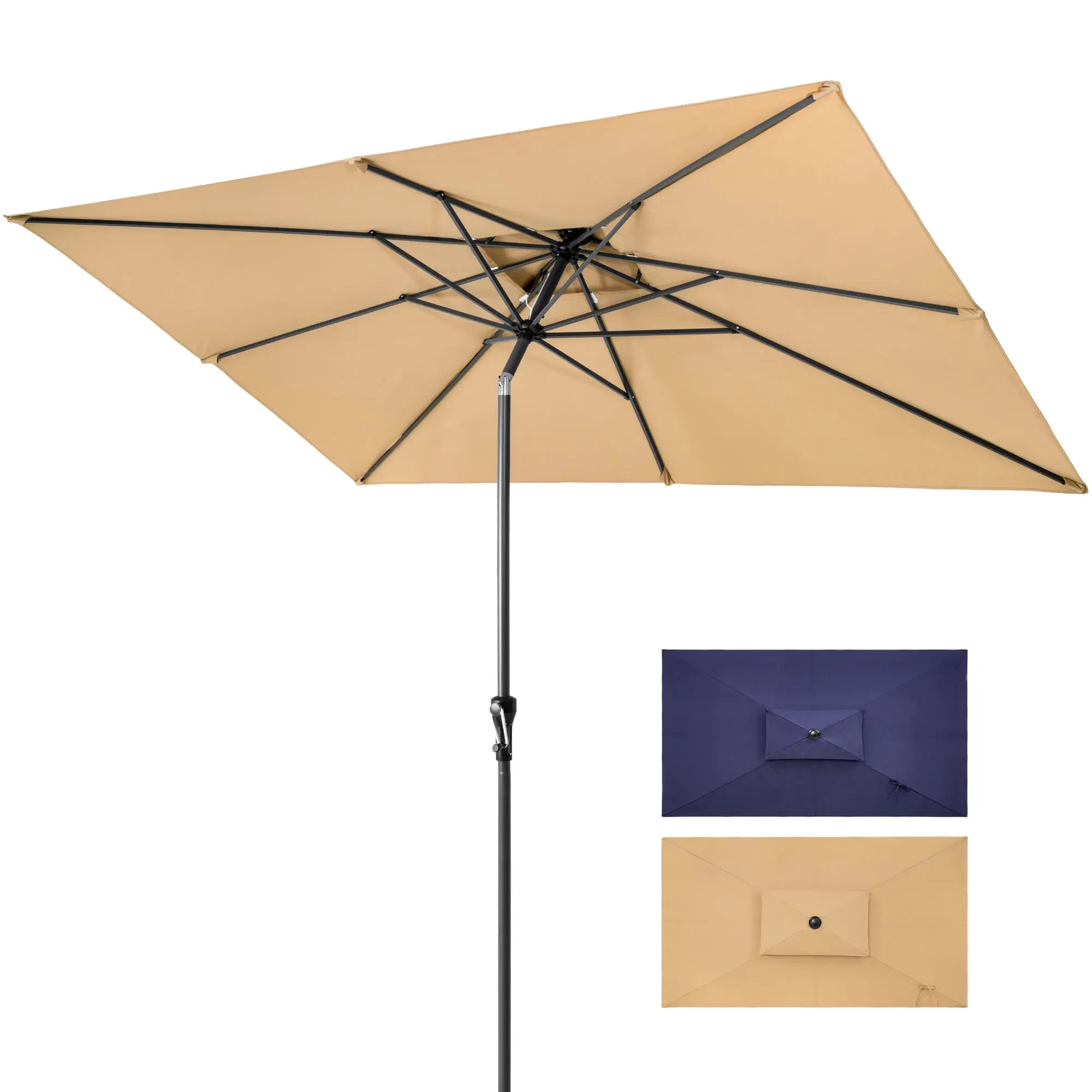 10' Tan Polyester Rectangular Tilt Market Patio Umbrella Homeroots Outdoor