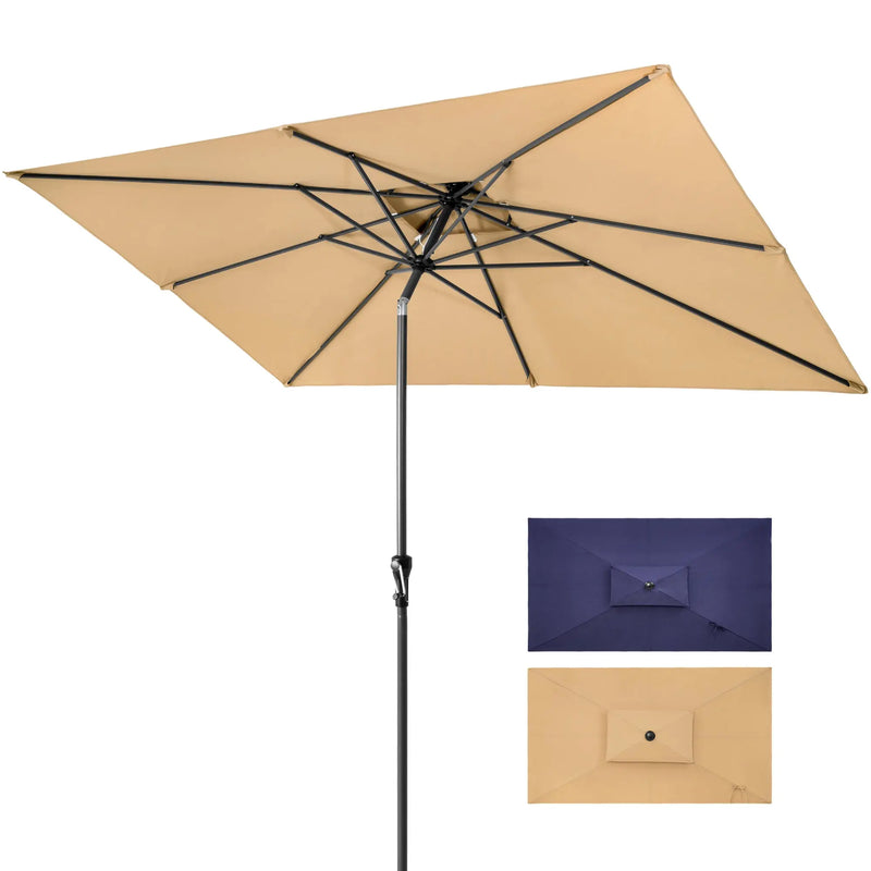 10' Tan Polyester Rectangular Tilt Market Patio Umbrella Homeroots Outdoor
