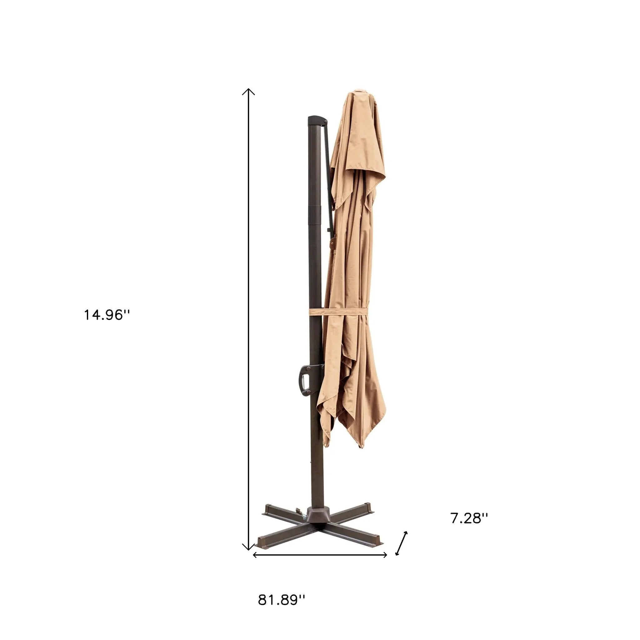 10' Tan Polyester Square Tilt Cantilever Patio Umbrella With Stand Homeroots Outdoor