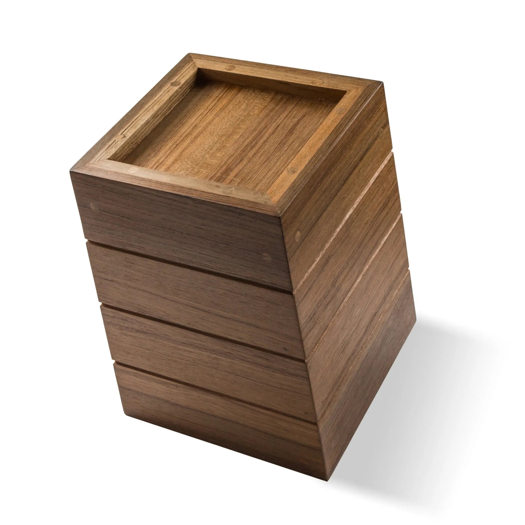 10" Traditional Solid Teak Small Waste Basket Homeroots Bed & Bath