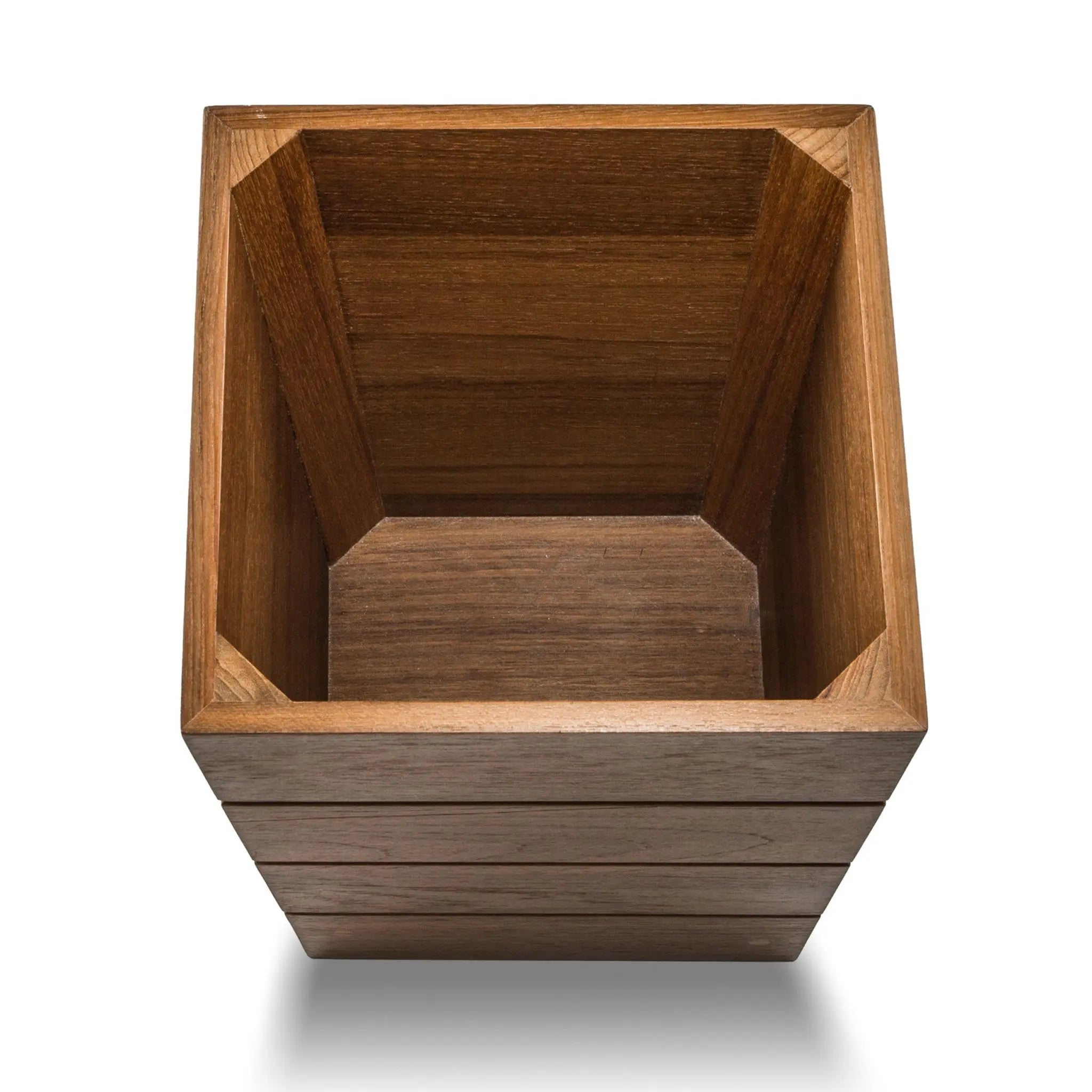 10" Traditional Solid Teak Small Waste Basket Homeroots Bed & Bath