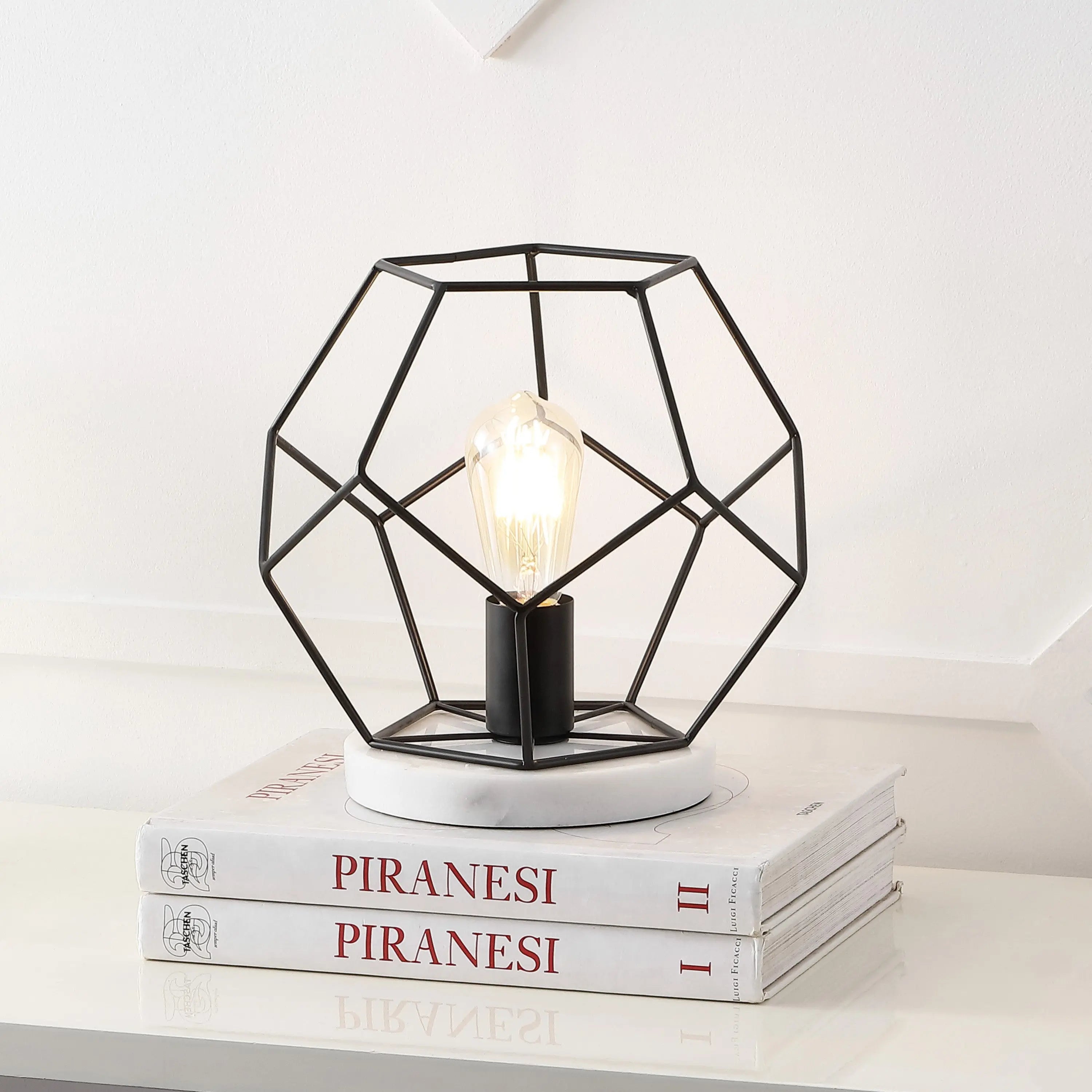 10" White Geometric Table Lamp Homeroots Lighting