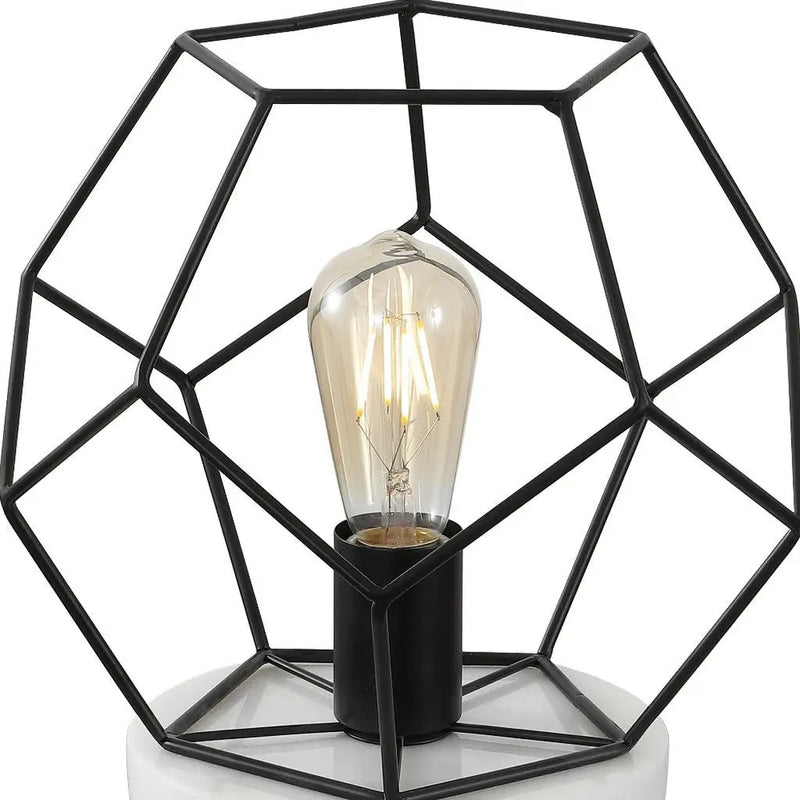 10" White Geometric Table Lamp Homeroots Lighting