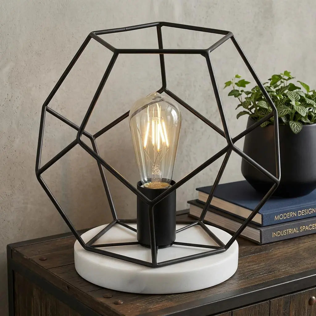 10" White Geometric Table Lamp Homeroots Lighting