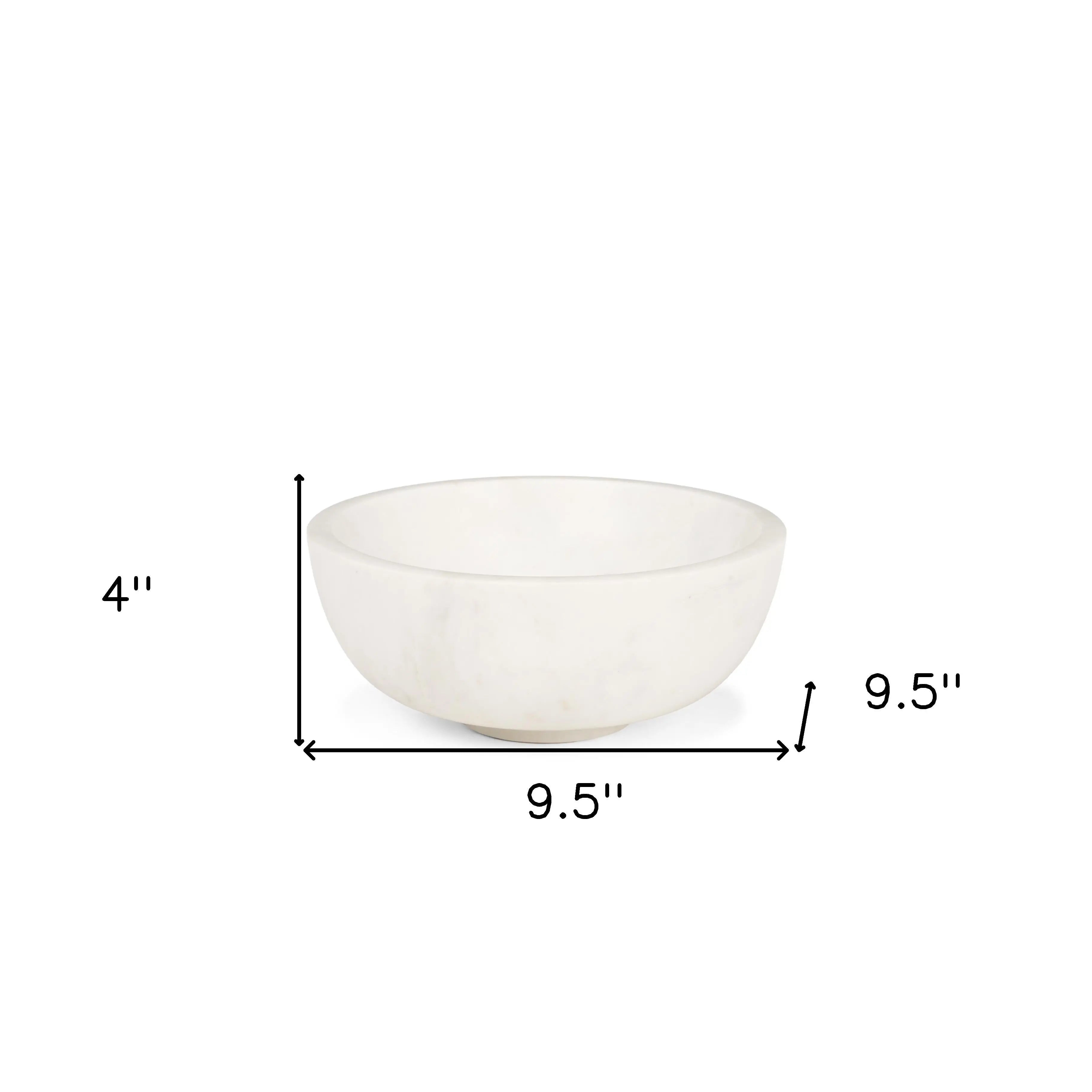 10" White Marble Round Centerpiece Bowl Homeroots Kitchen & Dining