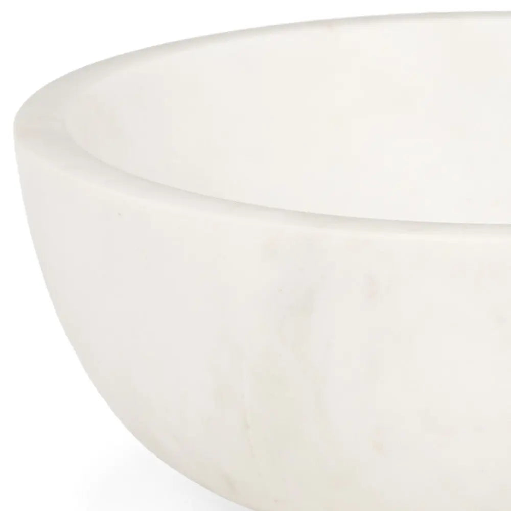 10" White Marble Round Centerpiece Bowl Homeroots Kitchen & Dining